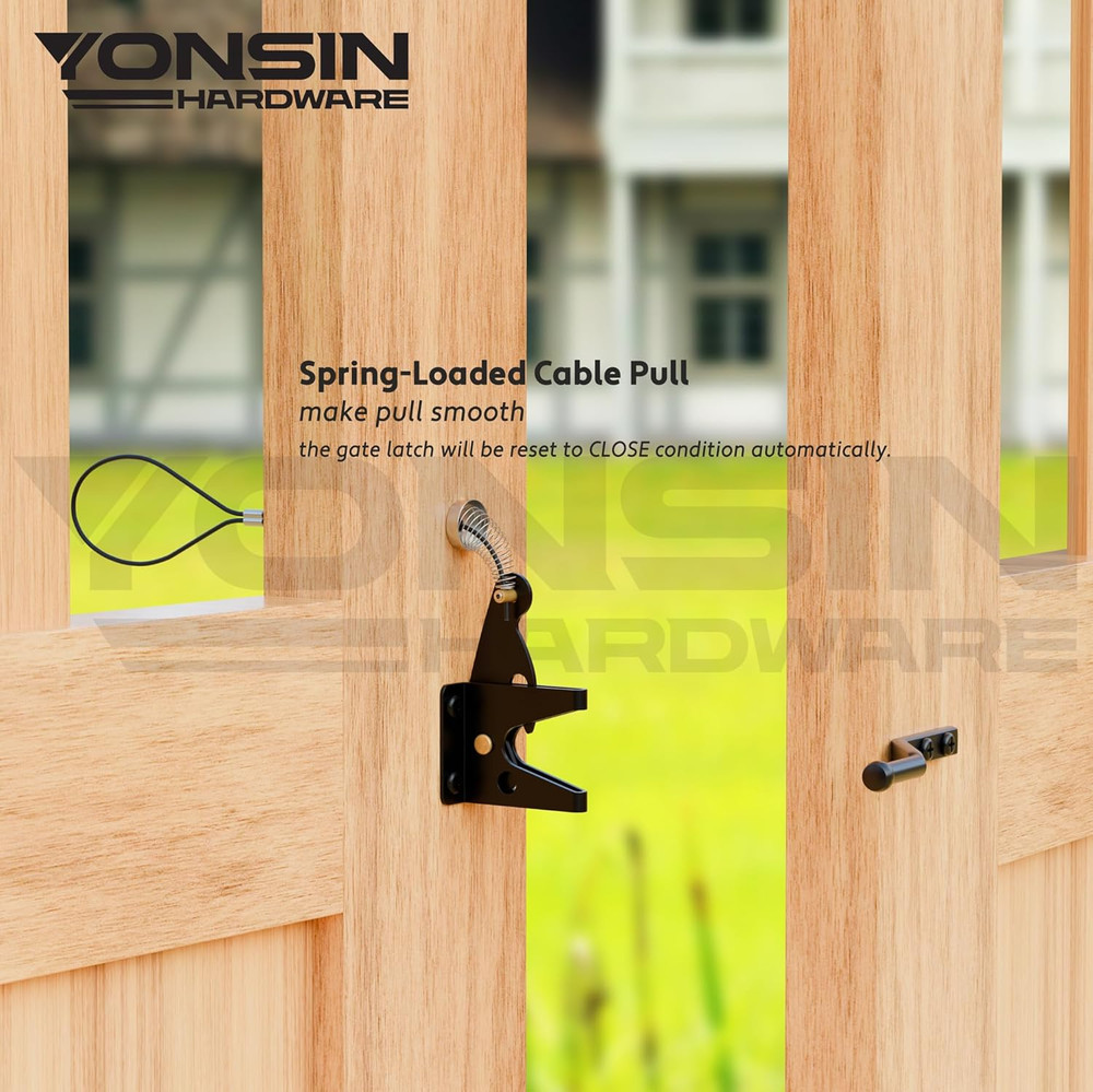 2 Sets Gate Latch Cable Pull, Steel Wire Rope with Pull String for Fence Gate La