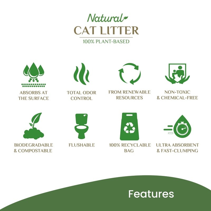 Plant Based Cat Litter Biodegradable Clumping Flushable Non Toxic Soft Texture