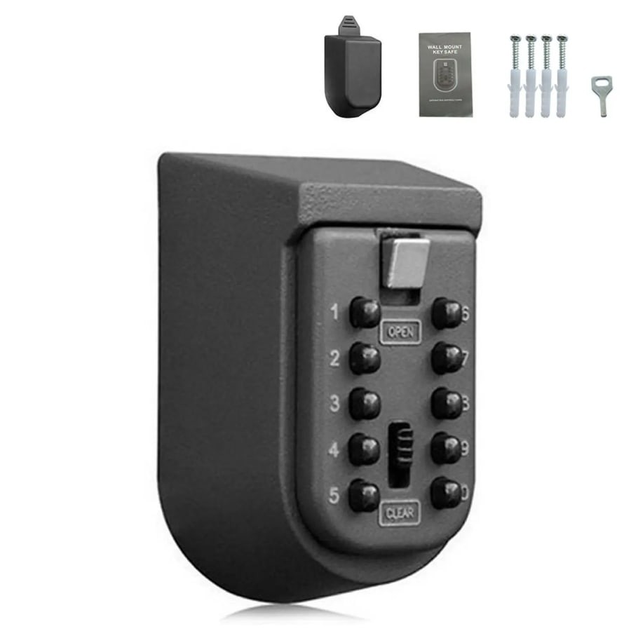 Key Safe Storage Box 10-Digit Combination Lock Weatherproof Wall Mount