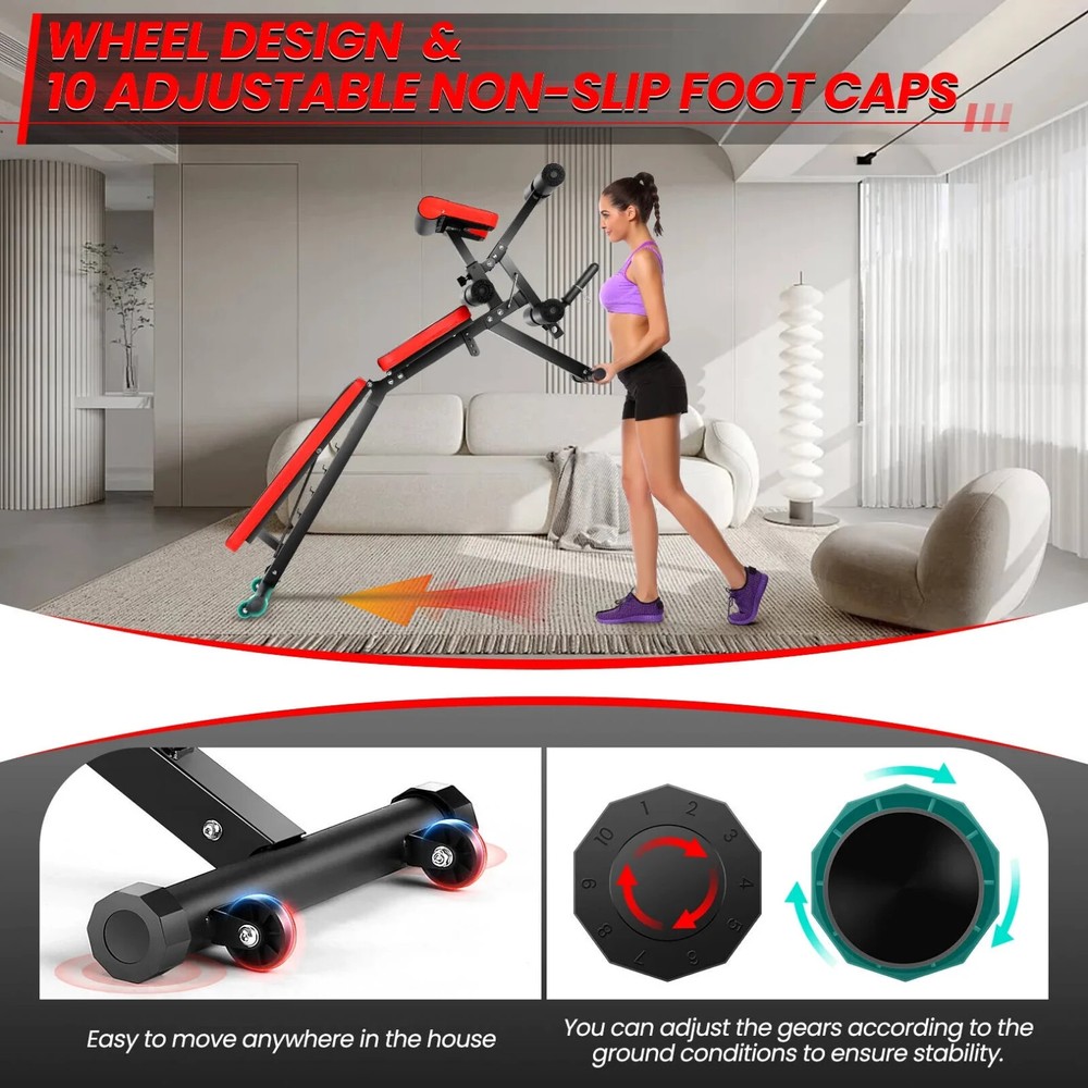 Adjustable Foldable Exercise Weight Bench Workout Bench w/Leg Extension and Curl
