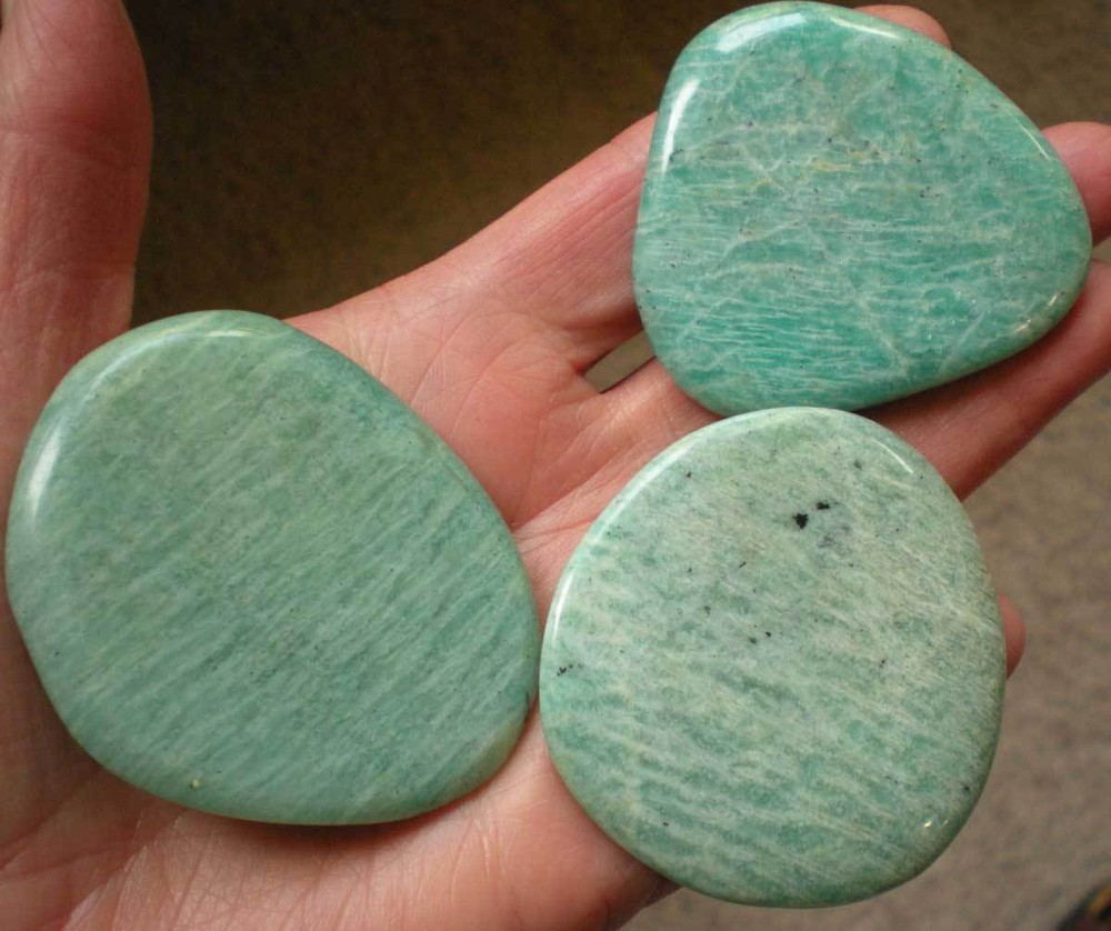 Amazonite  - 3 Flat Palmstones sc921g