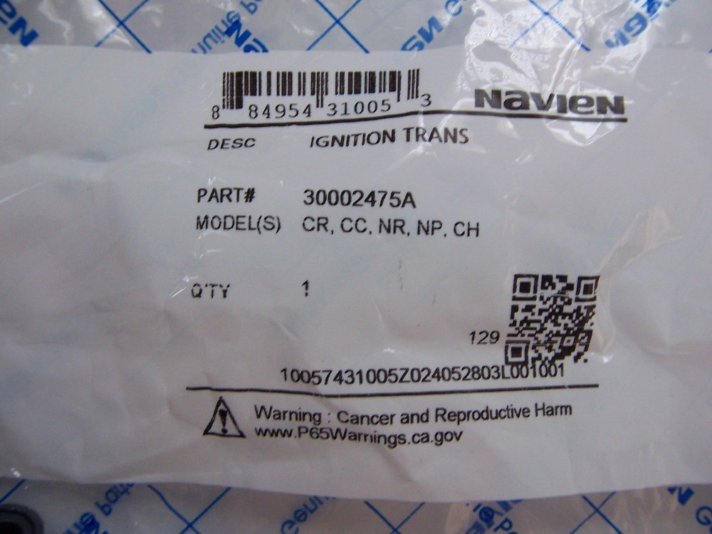 Navien Tankless Water heater Ignition Transformer NEW oem 30002475A Igniter