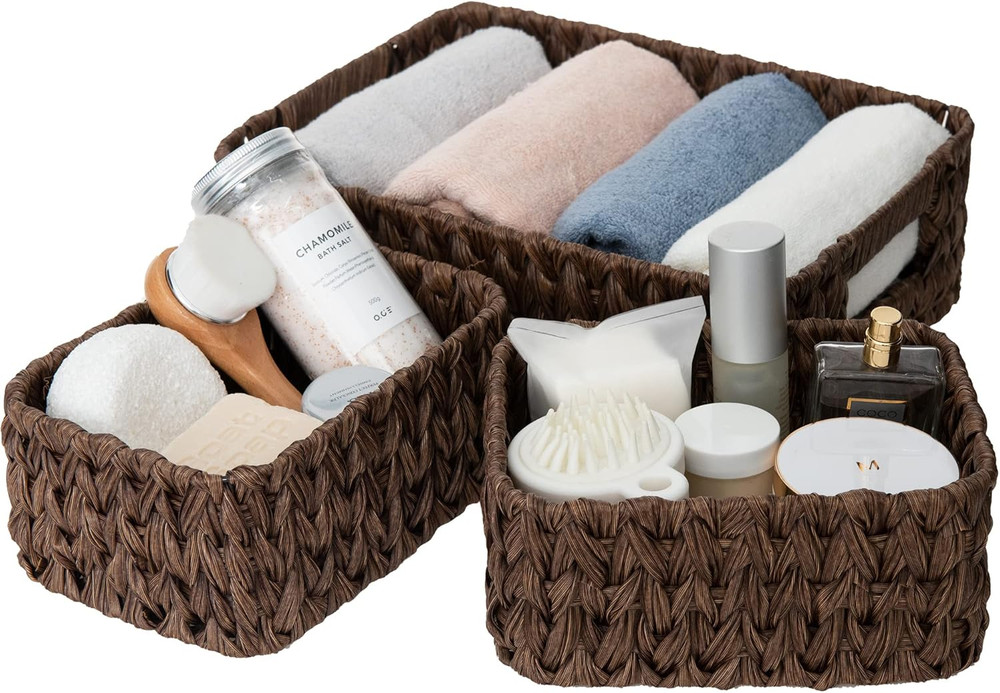 Bundle of 3-Pack Wicker Baskets & 3-Pack Wicker Storage Baskets