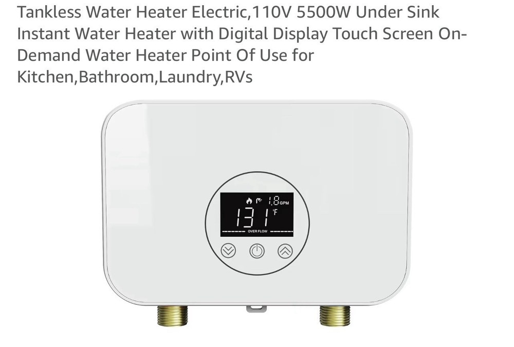 Tankless Water Heater Electric,110V 5500W under Sink Instant Water Heater with D