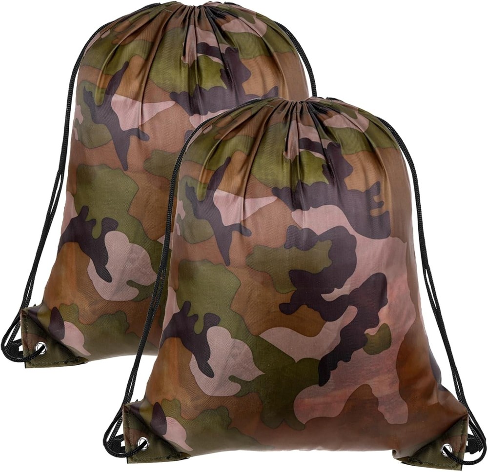 2PCS Camo Bag Drawstring Backpack Draw String 13.8 × 16.5 Inch...