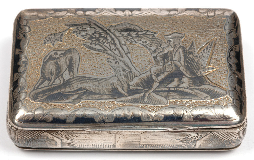 Moscow silver with niello box, 1836