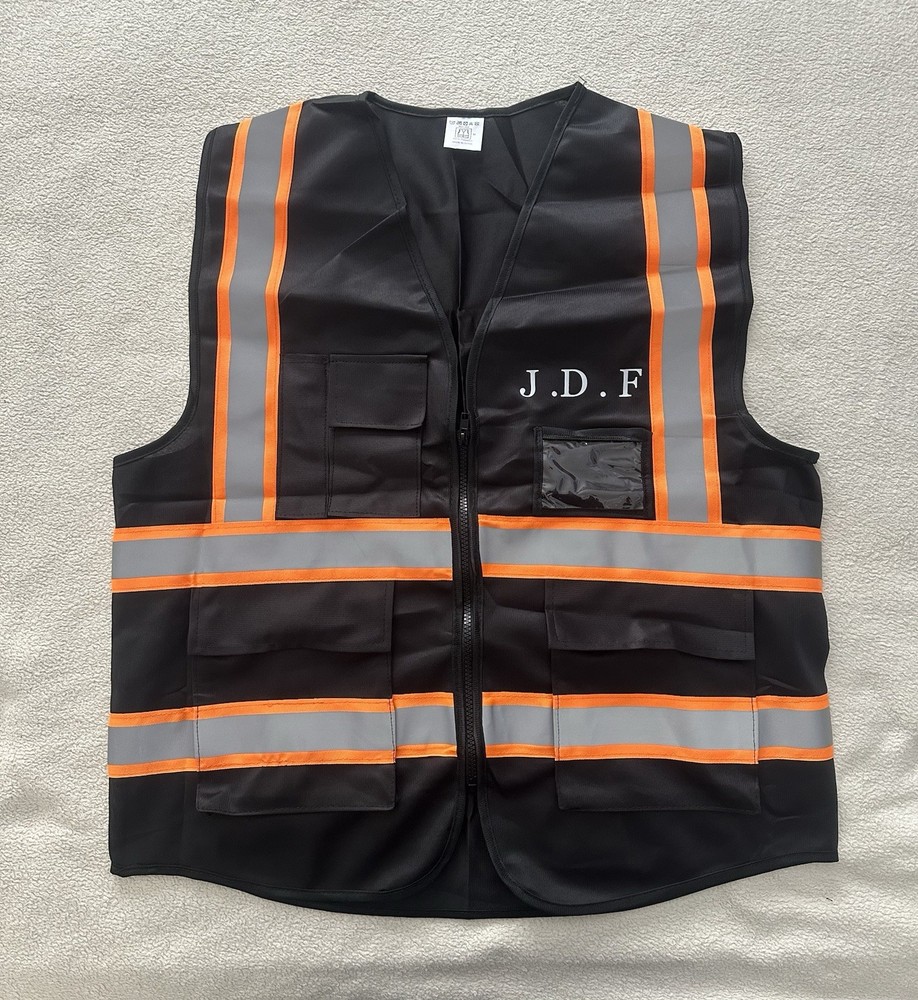 Unisex High Visibility Vest Black Orange Size Large