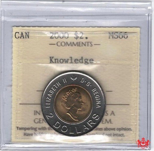 2000 Canada 2 Dollars Knowledge - ICCS MS66 - XKY 069