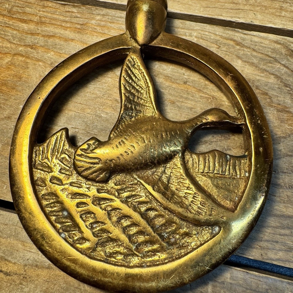 Brass Duck Flying Chimney Flue Damper Handle Pull Fireplace Hook Heavy