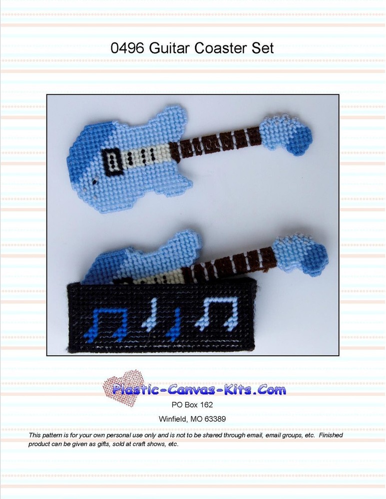 Guitar Coaster Set-Musical Notes-Plastic Canvas Pattern or Kit