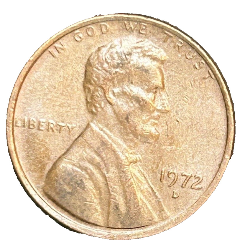 1972 D Lincoln Memorial Cent Die Chip Error in first column