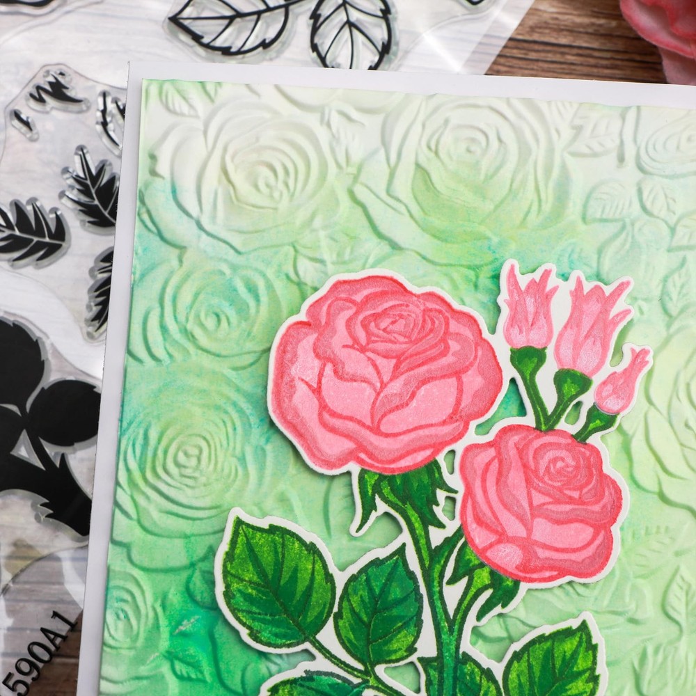 3D Embossing Folder for Card Making,Floral Pattern Clear Plastic Texture Fade...