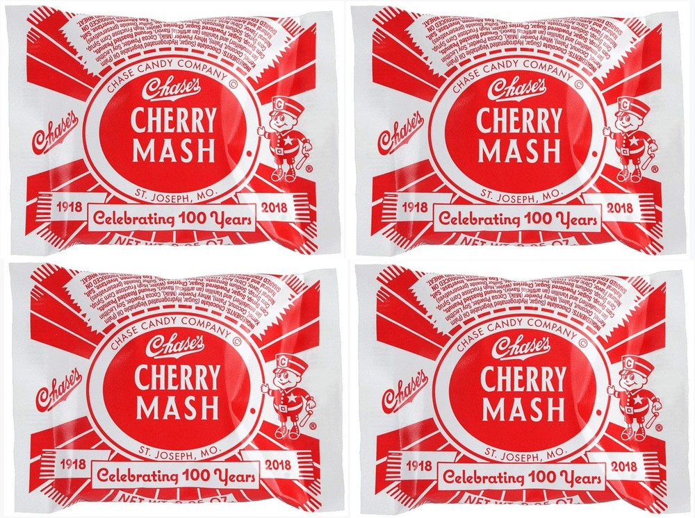 4 Pack Cherry Mash Candy Bars 2.05oz Chocolate Cherry Candy