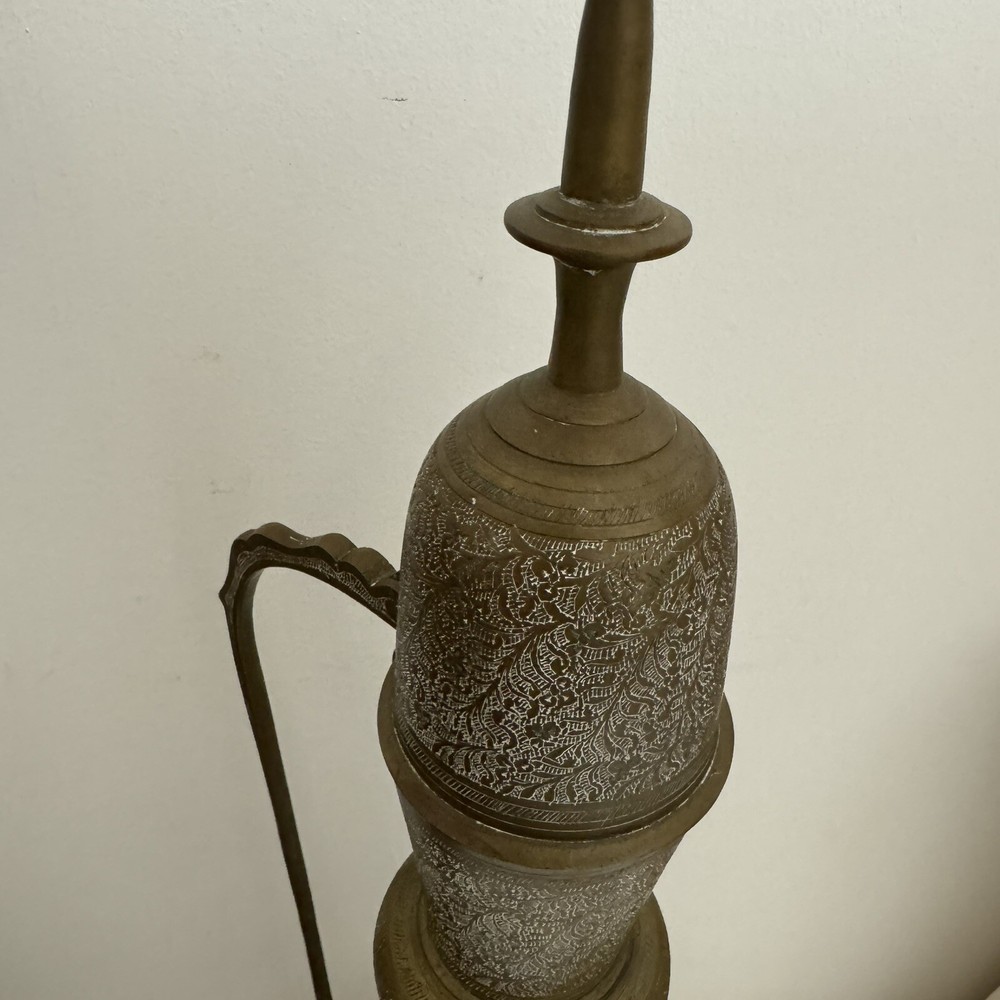 Antique Huge Solid Brass Ewer Pitcher 24”