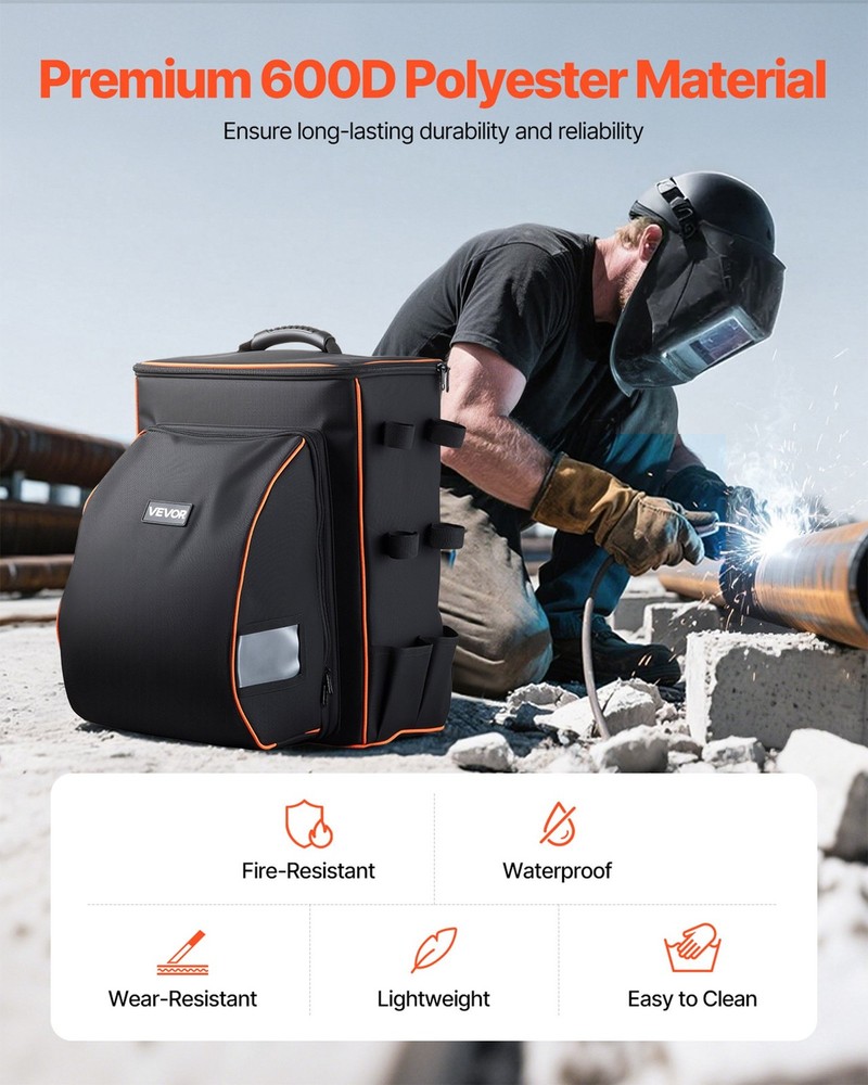 Welding Backpack 35.6L Welder Backpack for Tools Helmet 600D Polyester Ext