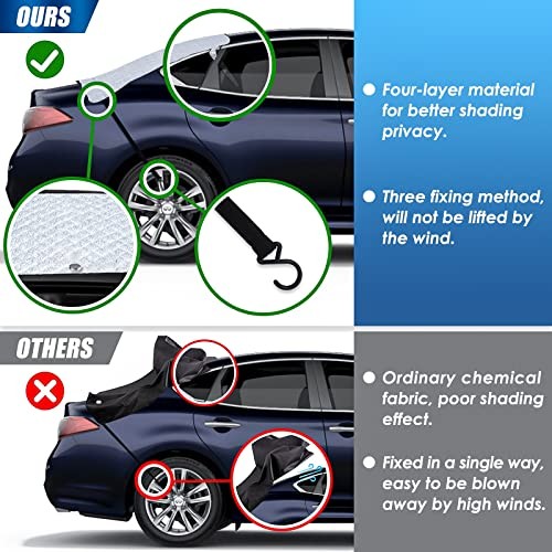 Car Rear Windshield Cover, 4-Layer Waterproof Back Window Protector For Sedan