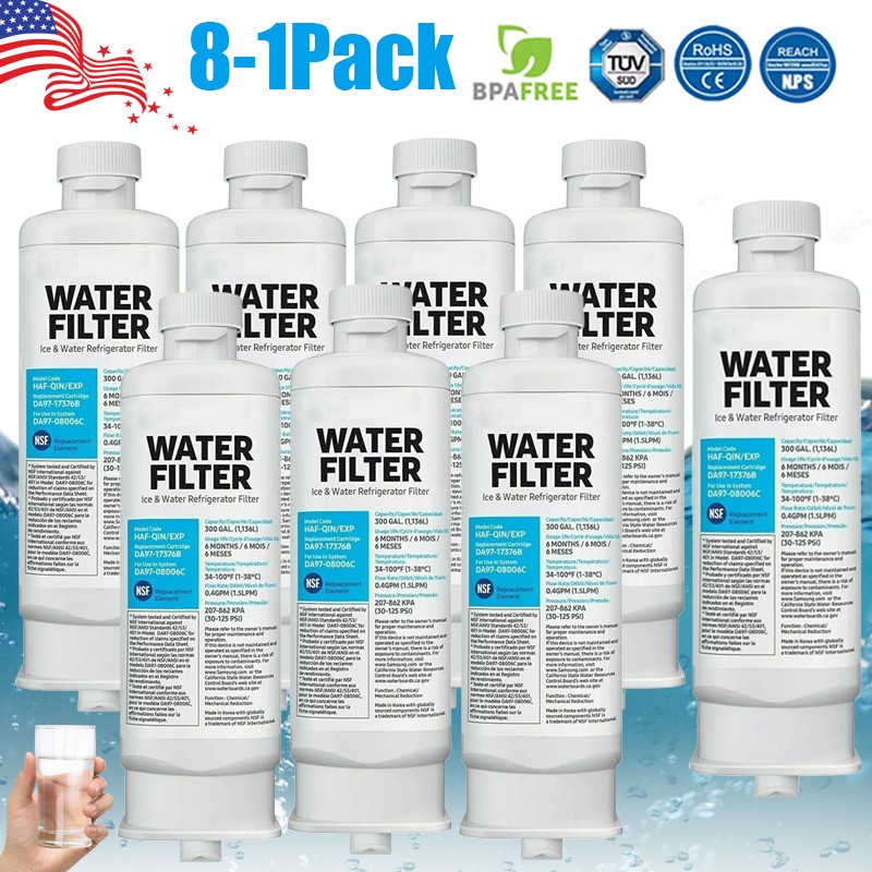 NEW For Samsung DA97-17376B HAF-QIN/EXP REFRIGERATOR Water Ice Filter 8-1 PACK