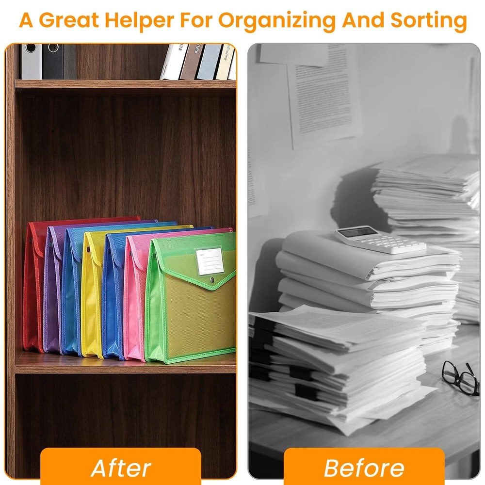 12 Pcs Plastic Expanding File Folder, Folders for Documents with Snap Closure...