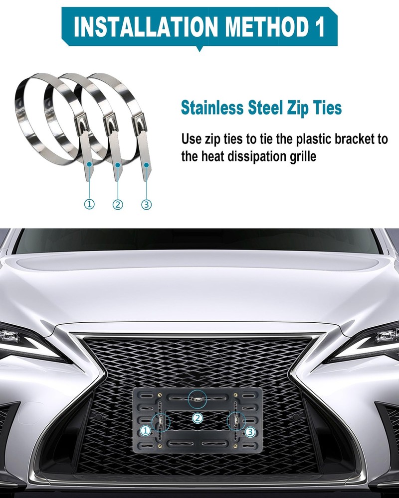 Front License Plate Bracket Holder Universal Front Mounting Kit, Plastic Bum...