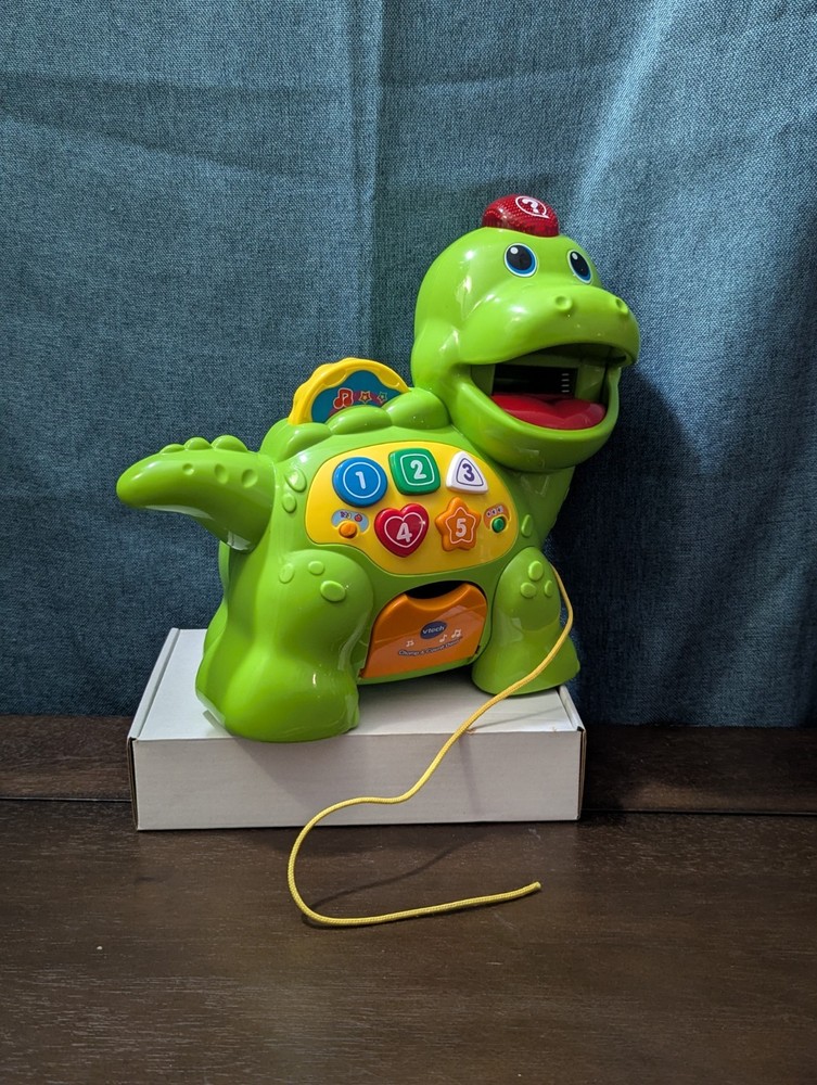 VTech Chomp & Count Dino | Electronic Learning Pull Toy | Tested & Works!