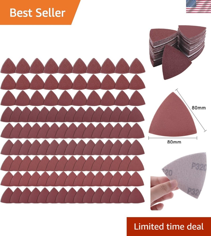 Durable Hook and Loop Triangular Sandpaper Set - 120 Sheets with Various Grits
