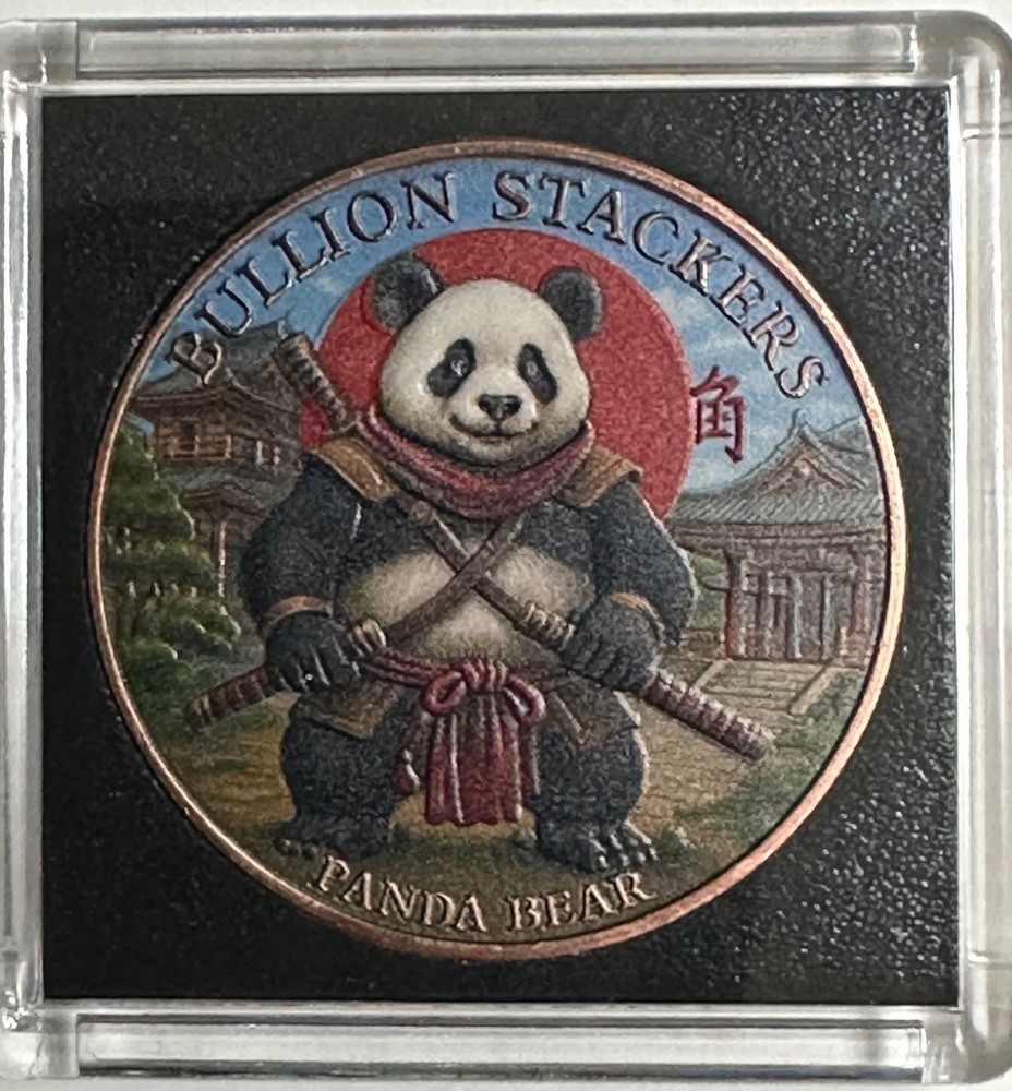 Bullion Stackers Panda Bear Colorized 1 oz Copper Round