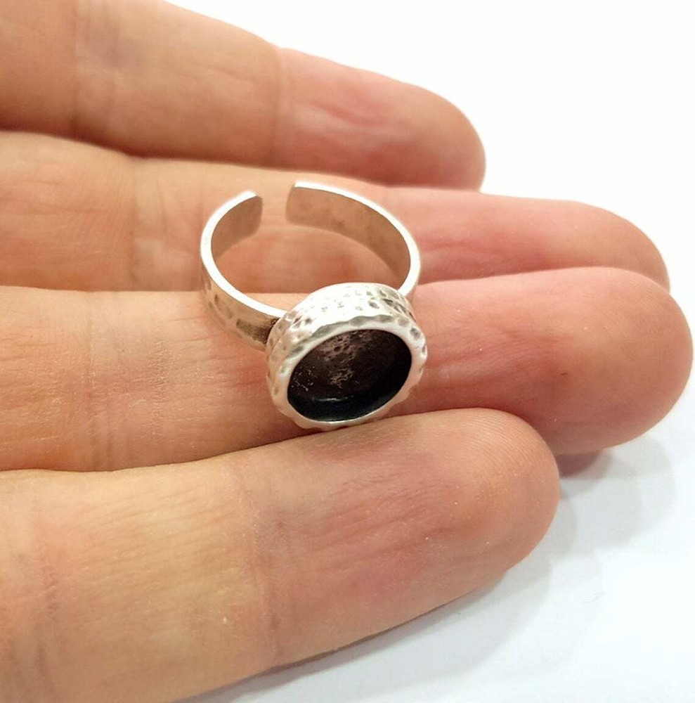 Ring Blank Setting Hammered Base Bezel inlay Backs Cabochon Blanks G16082