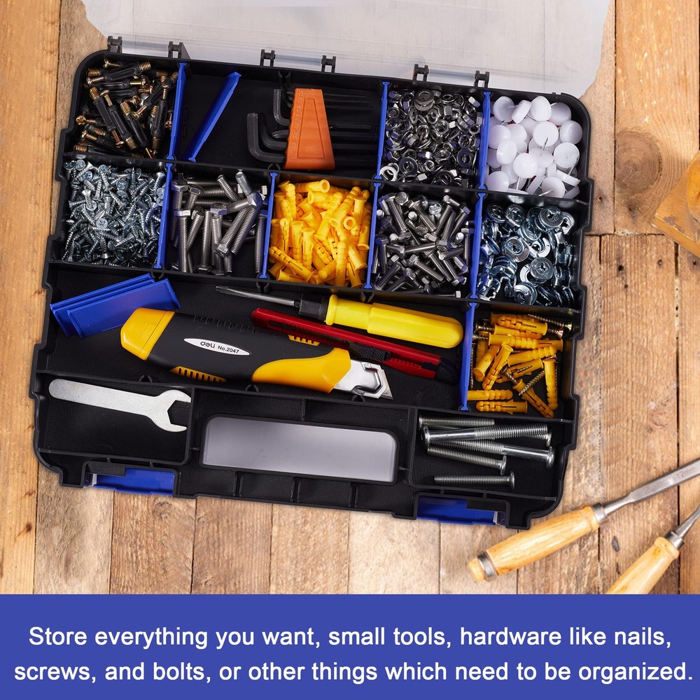 Small Parts Storage Case Tools Box Organizer Double Side 34 Compartments Hard...