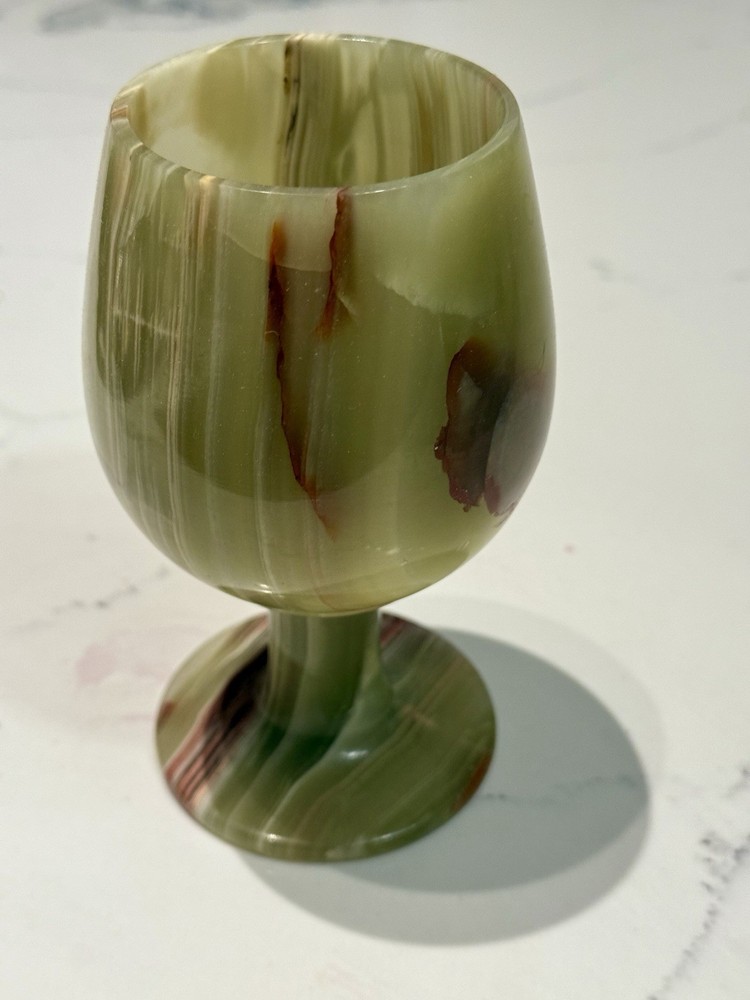 hand blown glass goblets green