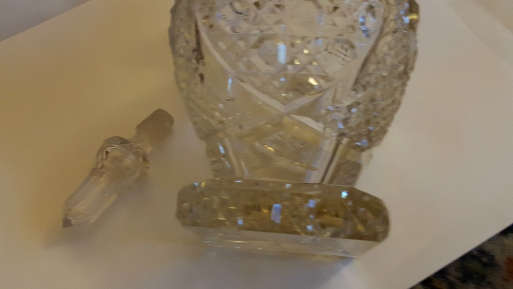 Cut Glass Scent Bottle with Silver Collar - dated 1907