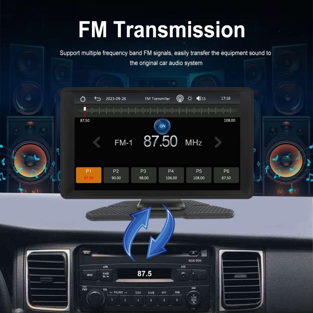 Wireless 9" Touch Screen Android Auto BT Portable HD Wireless Apple Carplay