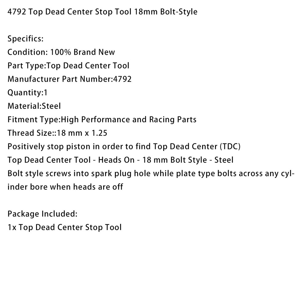 4792 Top Dead Center Stop Tool 18mm Bolt-Style US