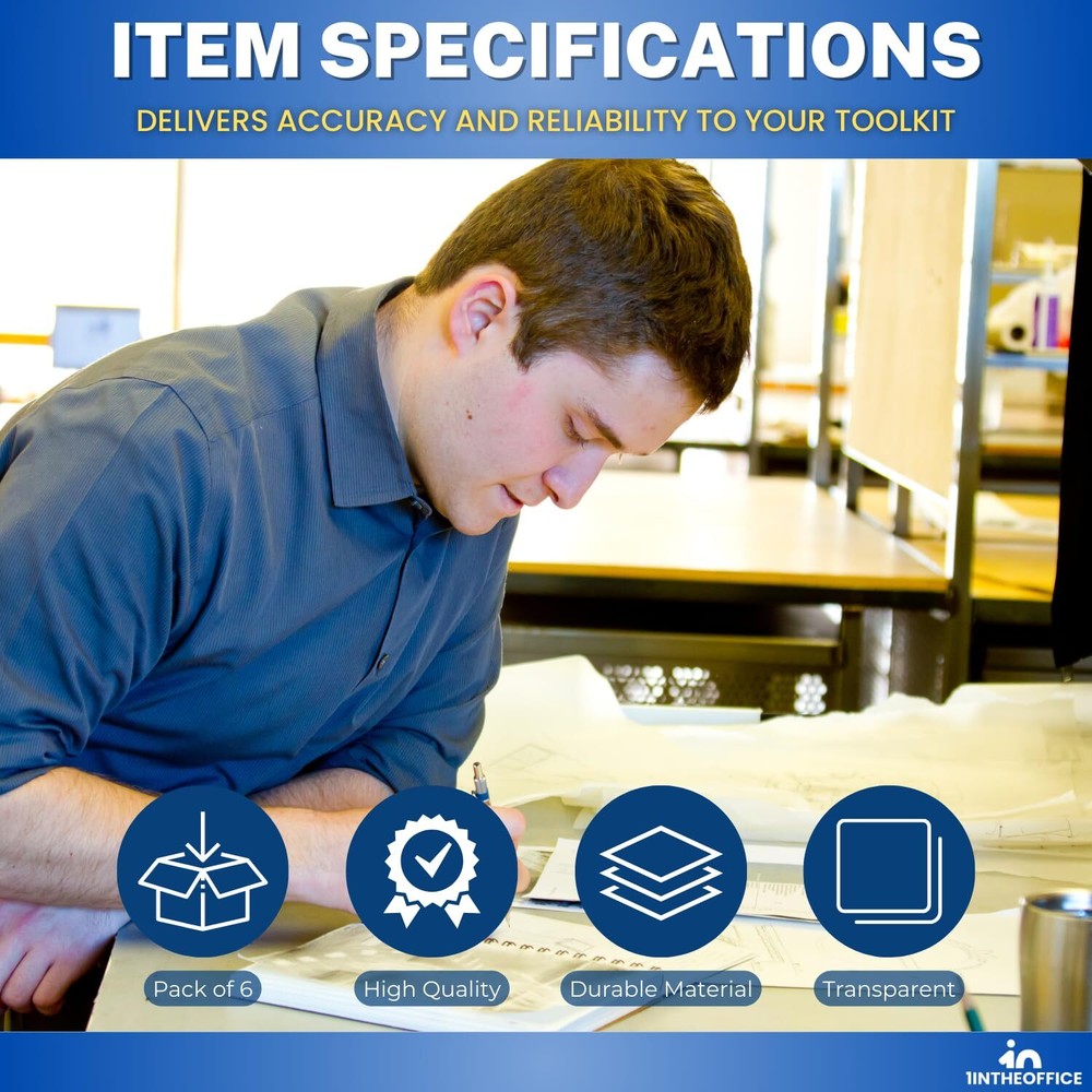 6 Pack Clear Plastic Protractor 6 Inch 180 Degrees Geometry Tools