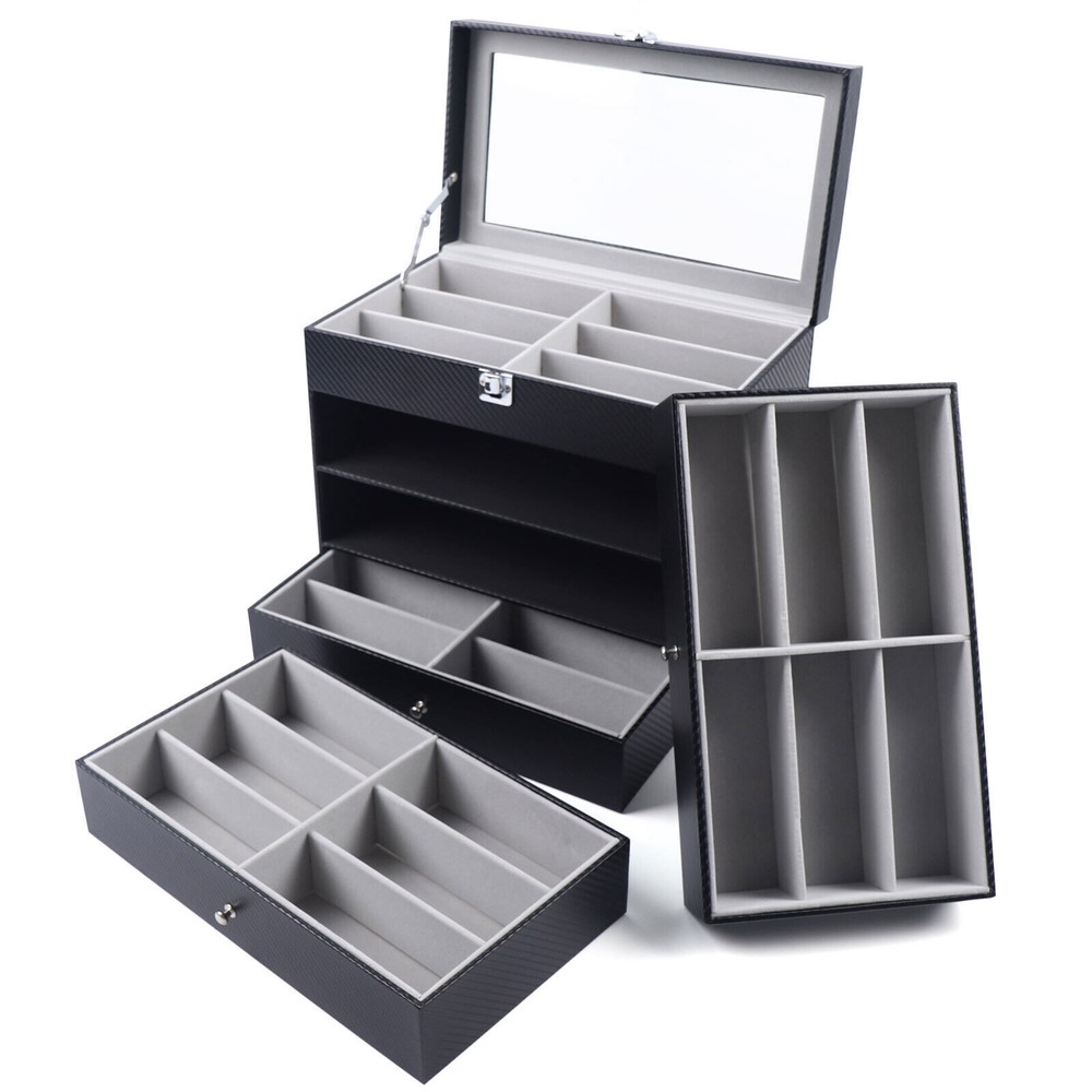 24-Slots Multiple Glasses Organizer Eyeglass Sunglass Storage Box Display Holder