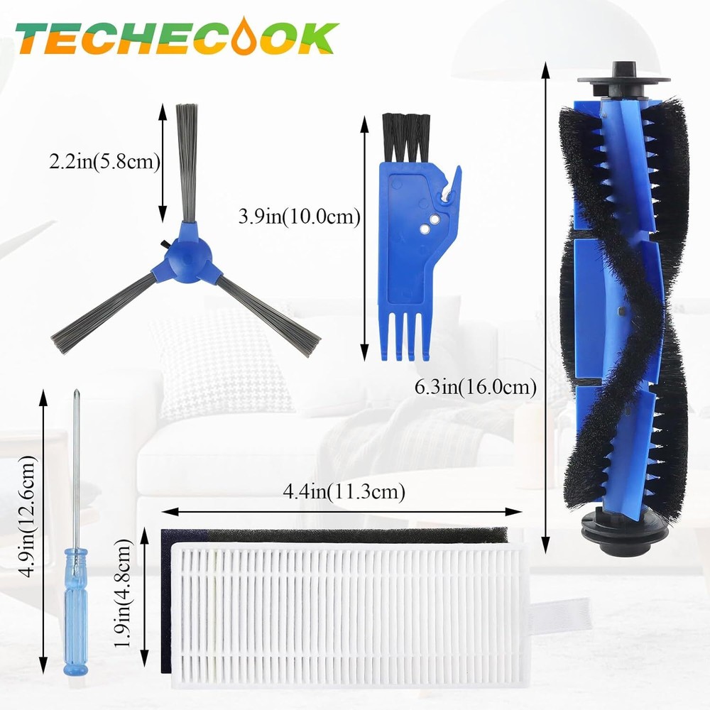 Replacement for Eufy Robovac Brushes and Filters by BLUE, WHITE, BLACK