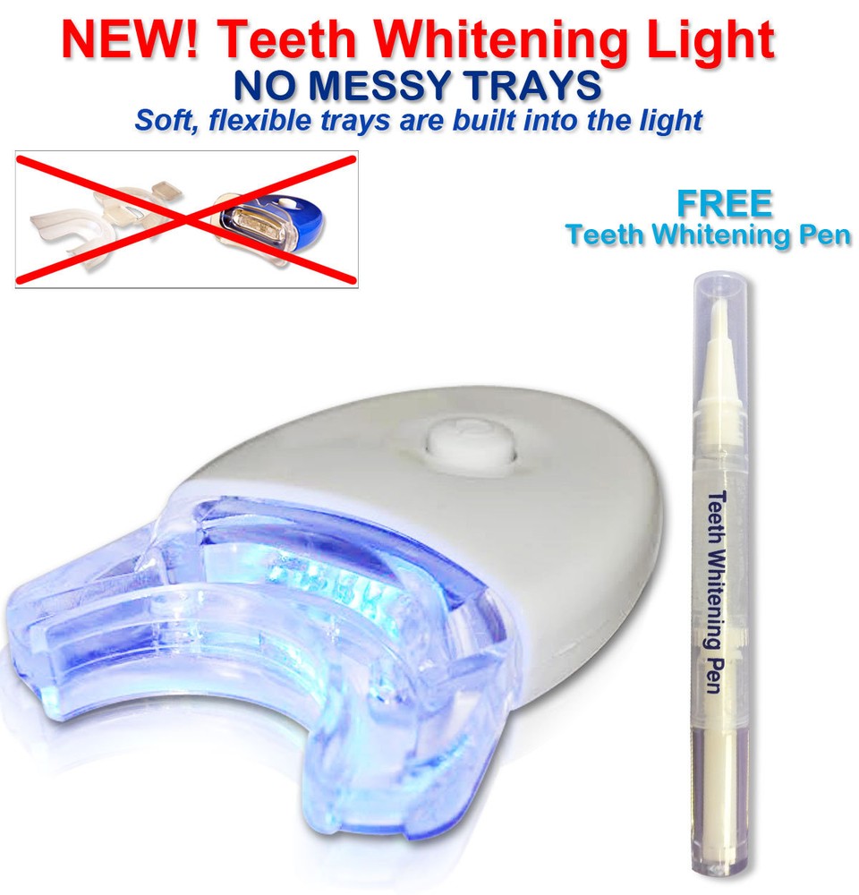 44% PROFESSIONAL TEETH WHITENING  FASTER WHITE GEL LED LIGHT TRAY + PEN System