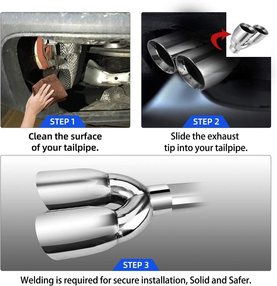 For Cadillac CTS DTS Deville Eldorado 2.5" In Dual Exhaust Pipe Tip Double Wall