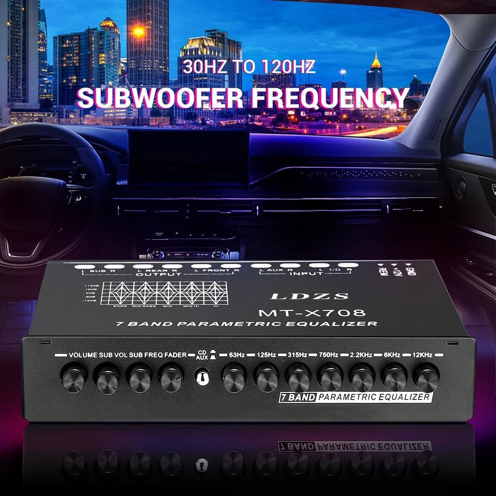EQ Car Amplifier: 7-Band Graphic Equalizer, Subwoofer Output