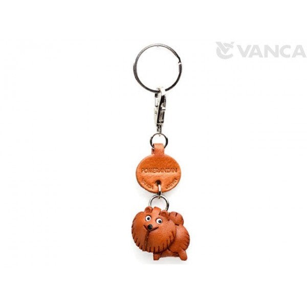 Pomeranian Leather Dog Keychain