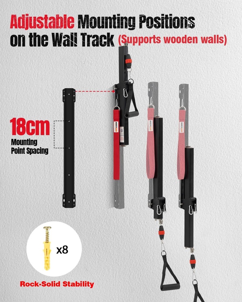 Cable Machine Home Gym Wall-Mount Exercise & Workout Equipment W/ Adjustable