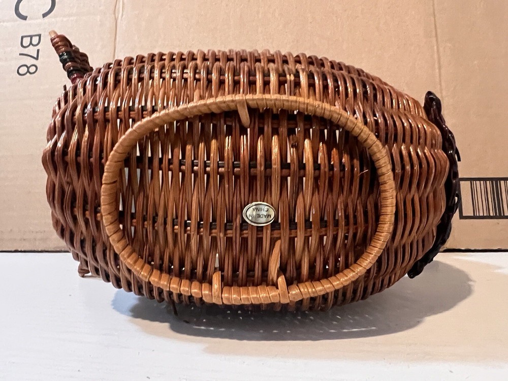 Vintage Wicker Basket Turkey Shape 10”