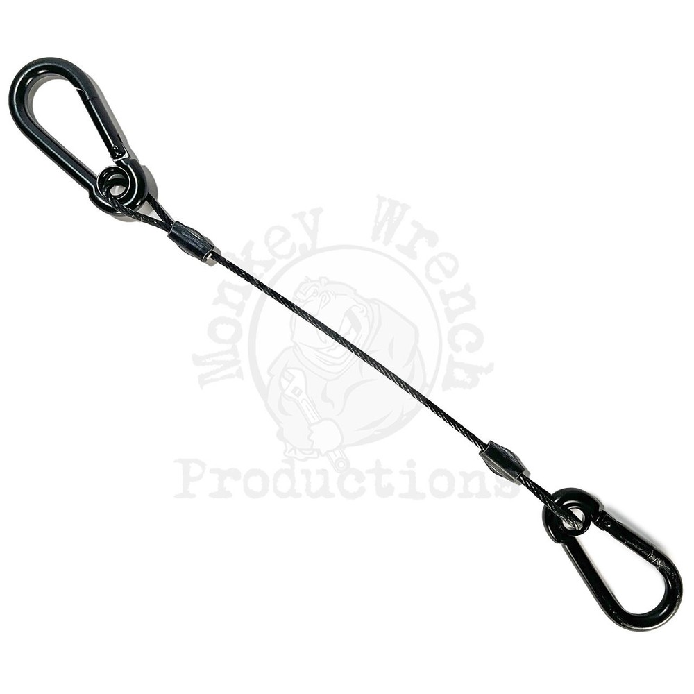 Safety Cable 10" Cable, Black with two  hooks