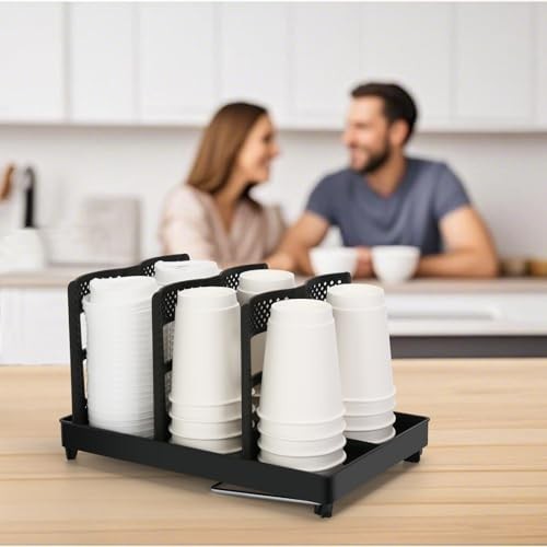 Plastic Coffee Cup Holder Organizer with 6 Compartments for 5-22oz Cups - Ideal