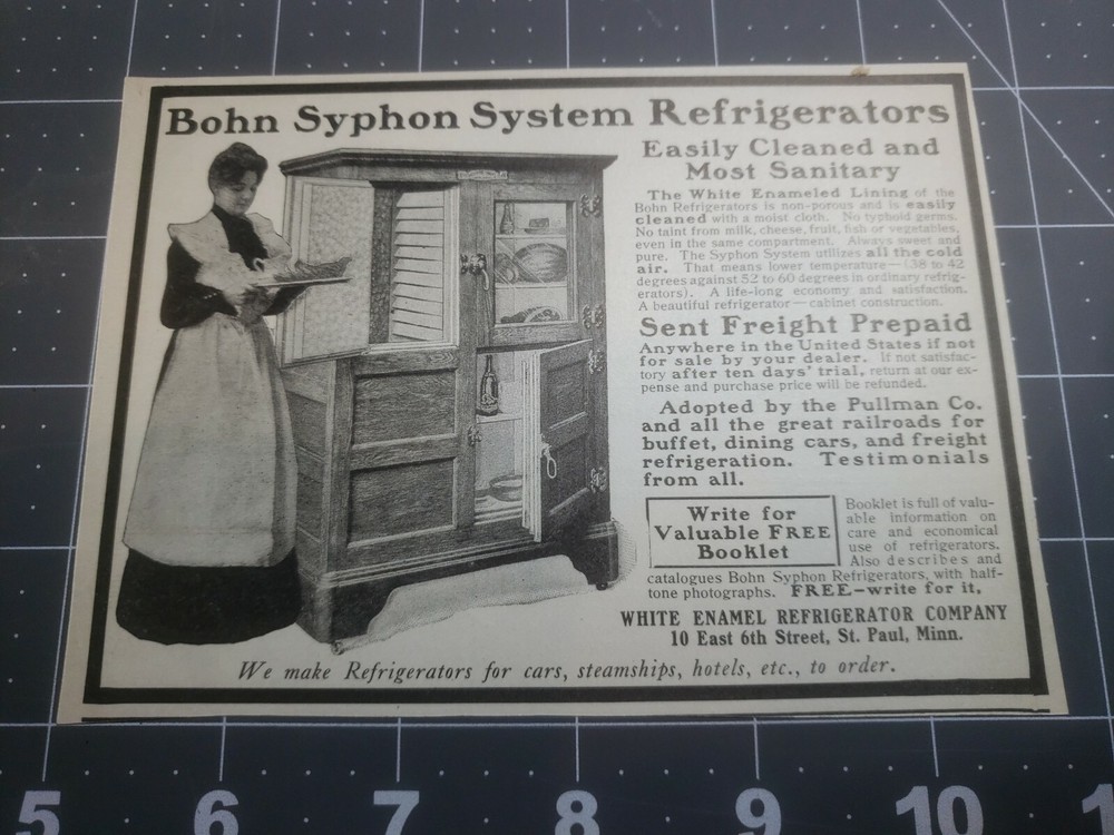 1924 Bohn Syphon Refrigerator. Vintage Print ad