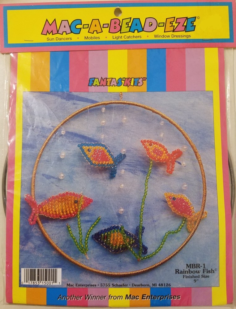 Beaded Rainbow Fish MAC-A-BEAD-EZE Beading Craft Kit Mac Enterprises Vintage