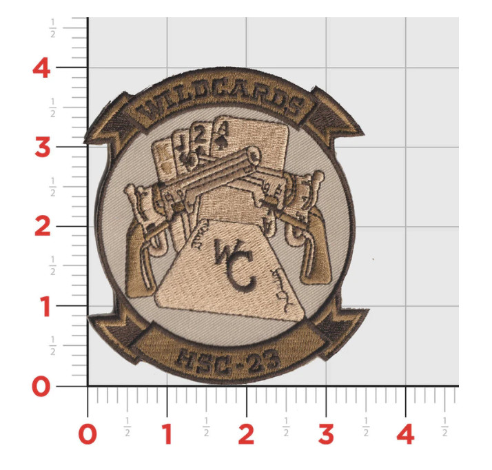 NAVY HSC-23 WILDCARDS SQUADRON TAN HOOK & LOOP EMBROIDERED PATCH