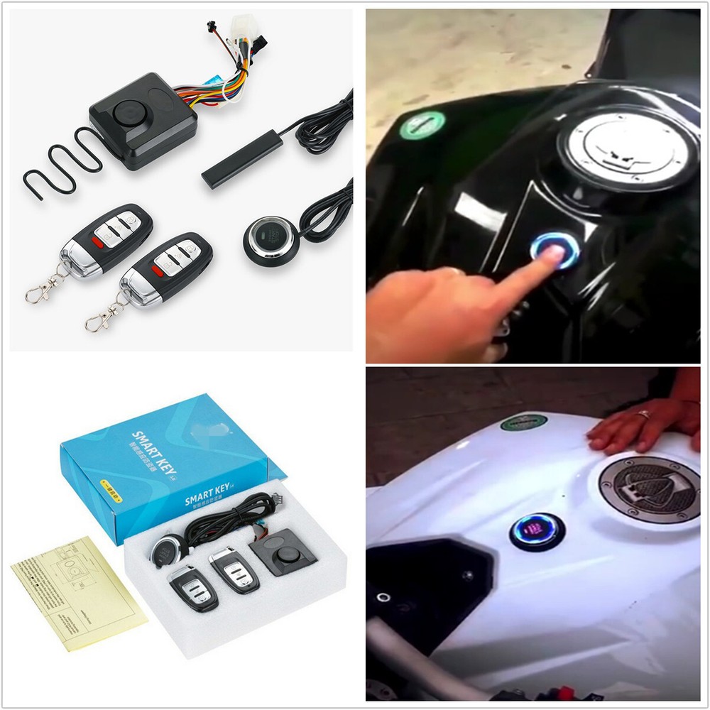 Keyless Entry Motorcycle Scooter Engine Start Push Button Kit Alarm System