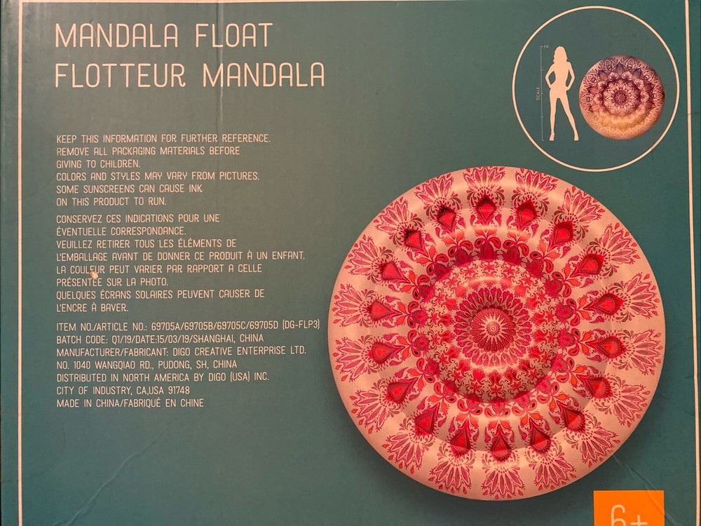 Mandala Round Circle Pool Float 58” x 9" Red White NEW