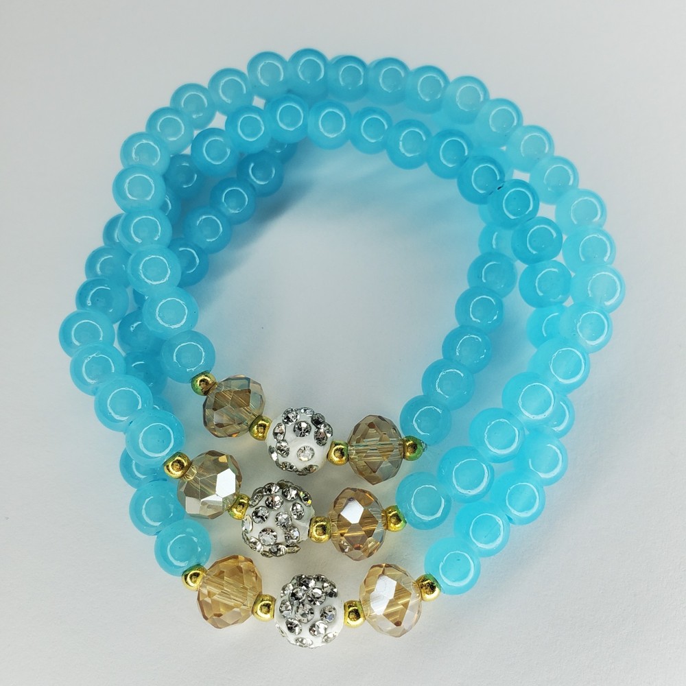 Hand crafted artisan unique gemstone bracelet - 3 layer