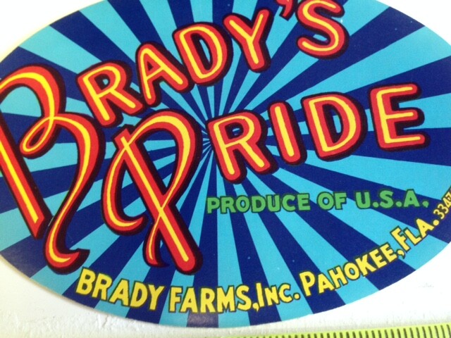 PRODUCE CRATE LABEL "BRADY'S PRIDE"